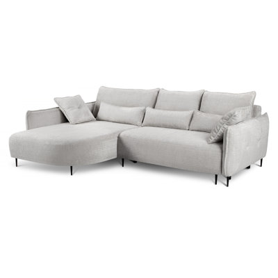 Bairo L-Shape with Storage, Light Beige Chenille, Right-Sided