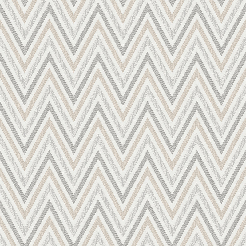 Papier peint géométrique à motif zigzag, Argent argent