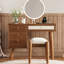 Coiffeuse en bois de noyer avec 4 tiroirs, charge et tabouret