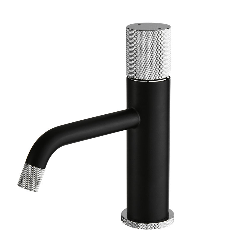 Stylish Bathroom Basin Faucet - Black And Silver With Ceramic Filler To Tarnishing Easy Water Flow Adjustment Brass Sink Nickel Side