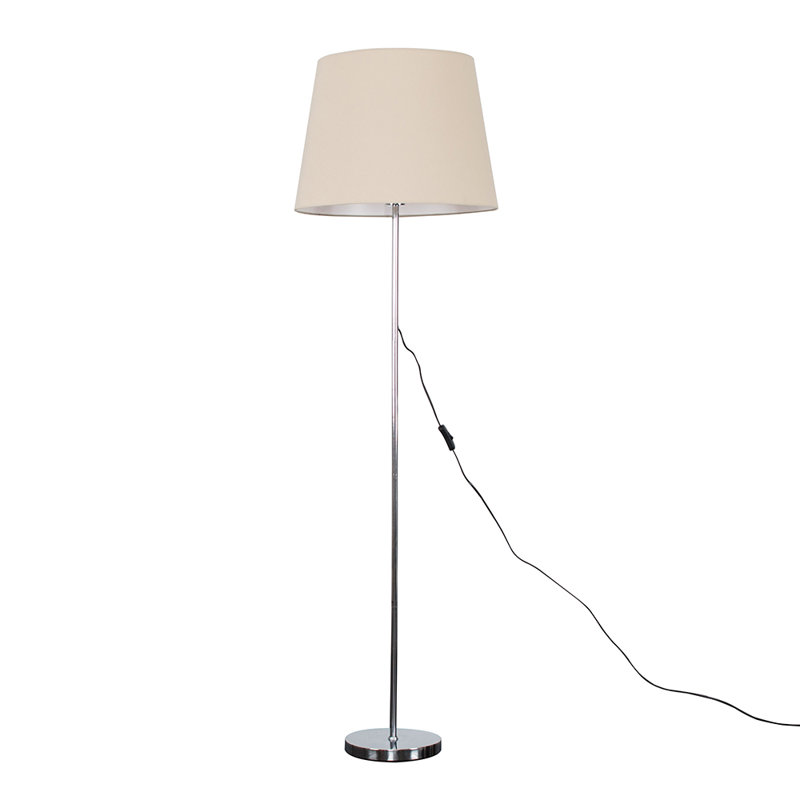 Bekbele 158cm Traditional Floor Lamp, Beige, Chrome, No