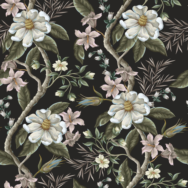 Papier peint floral foncé foncé