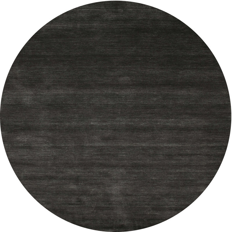 Tapis de zone noire contemporaine, Rond 4 pi