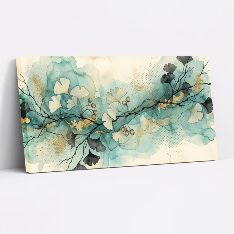 Ensemble d'une toile aquarelle florale, 40“W x 20”H, Wrapped Canvas