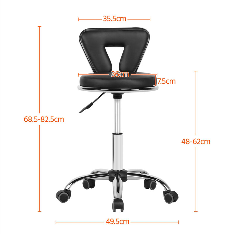 Backed Adjustable Height Ergonomic Lab Stool with Wheels