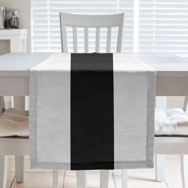 Miami Basketball Table Runner, 72" L x 16" W, White/Black/White, Cotton blend