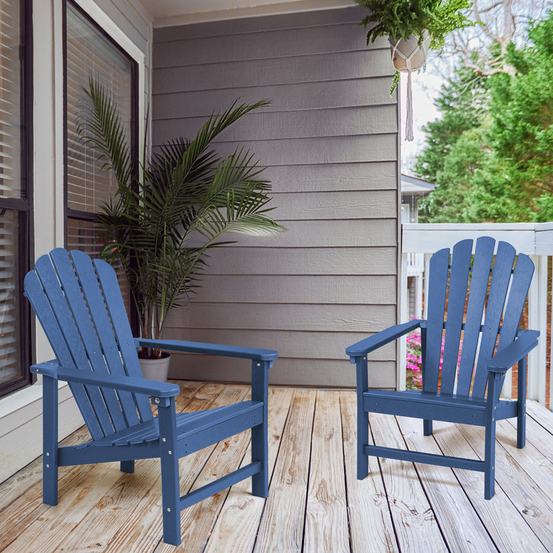 Zawadi HDPE Stacking Adirondack Chair, Blue, 2