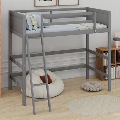 Modern Loft Bed with Ladder and Guardrails