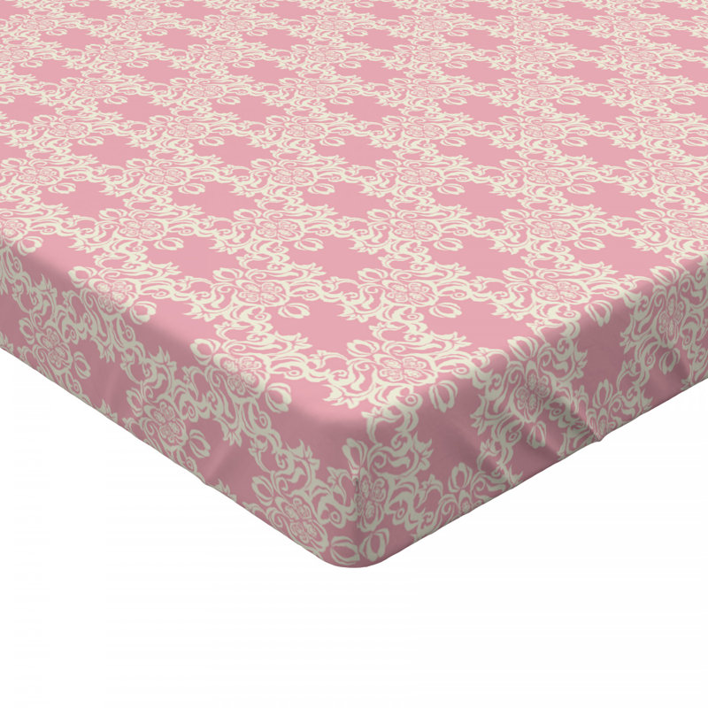 Microfiber Fitted Sheet, Full Fitted Sheet, Pink Damask