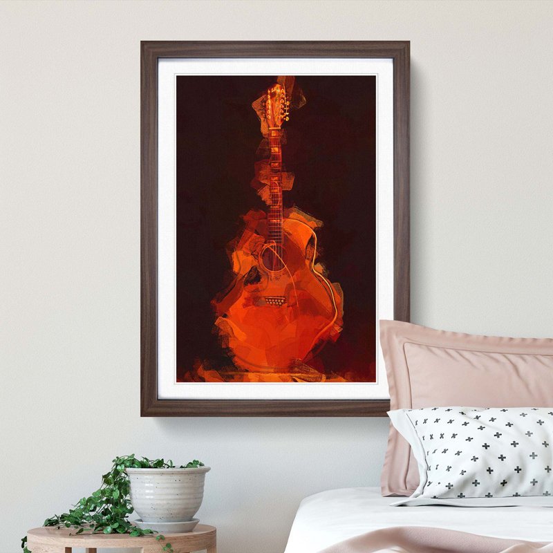 Abstract Guitar - Picture Frame Graphic Art Print, Walnut Framed, 87cm H x 62cm W x 2cm D