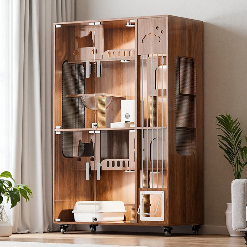 Luxury Solid Walnut Wood Cat House