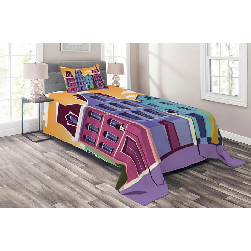 Polyester Coverlet, Twin Bedspread + 1 Sham