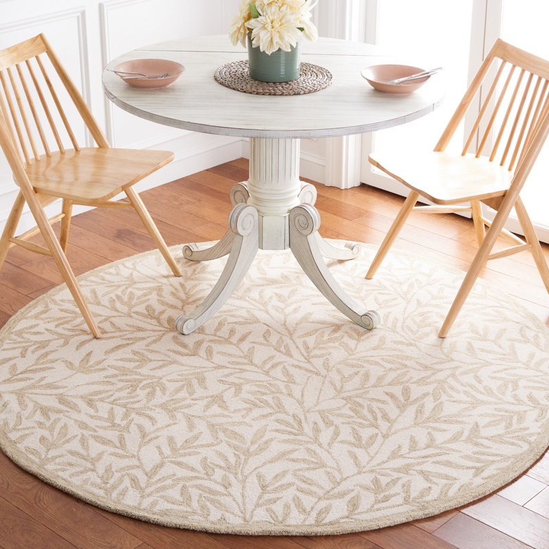 Jaci Hand Tufted Wool/Cotton Floral Rug in Ivory/Beige, Round 6'