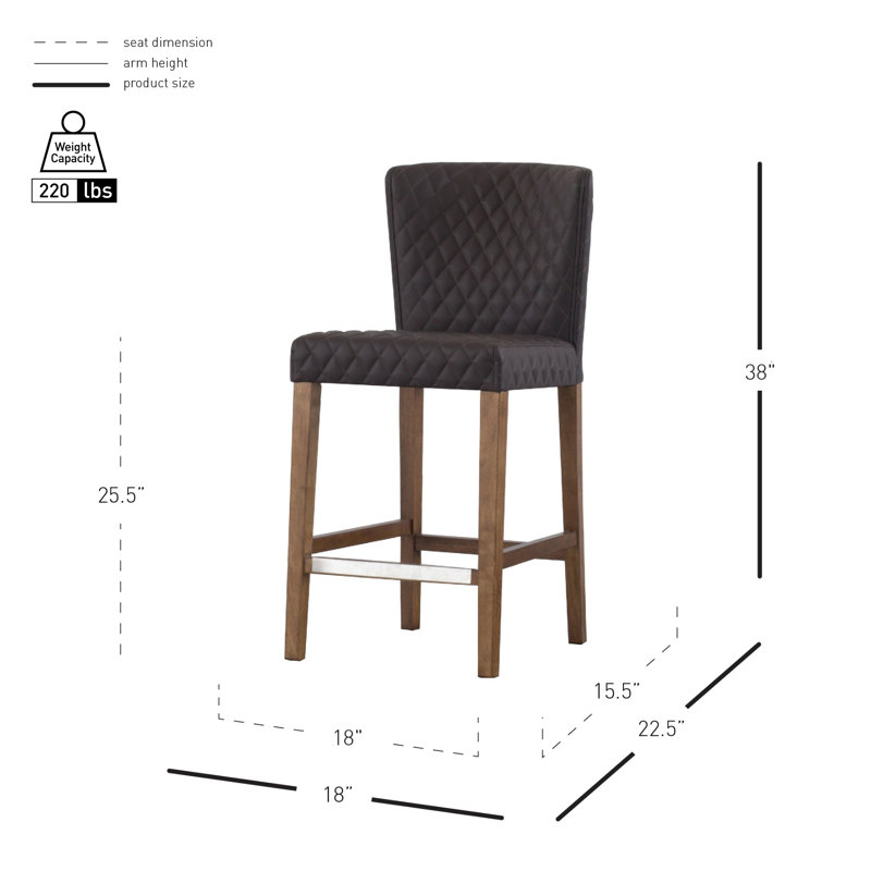 Vytis Upholstered Counter Stool, Danburry Cocoa Gray, Counter Stool (25.5" Seat Height)
