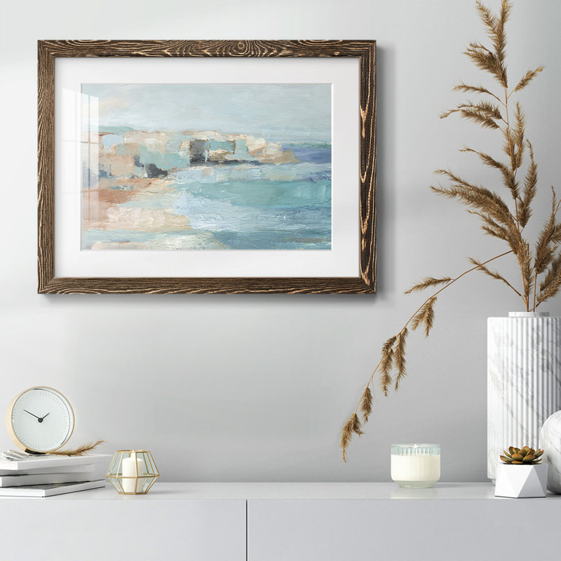 Turquoise Cliff Wall I - impression d'un seul cadre photo, Noyer, H 18 po x l 26 po x P 1,5 po