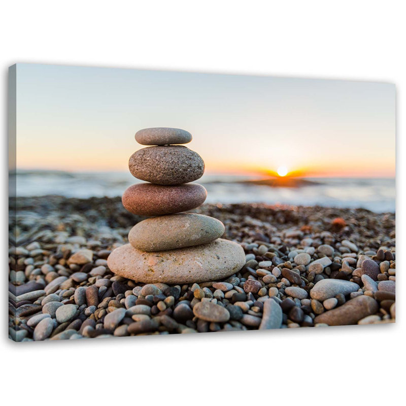 Zen Stones On The Beach - Wrapped Canvas Print, 70cm H x 100cm W