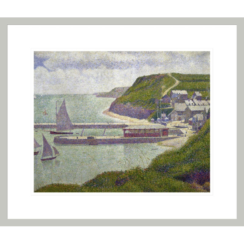 Port à Port-en-Bessin à marée haute par Georges Seurat - Impression Giclée encadrée, 17.75" H x 20.72" W