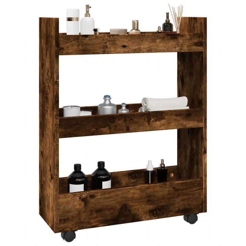 Narrow Serving Cart, Smoked Oak