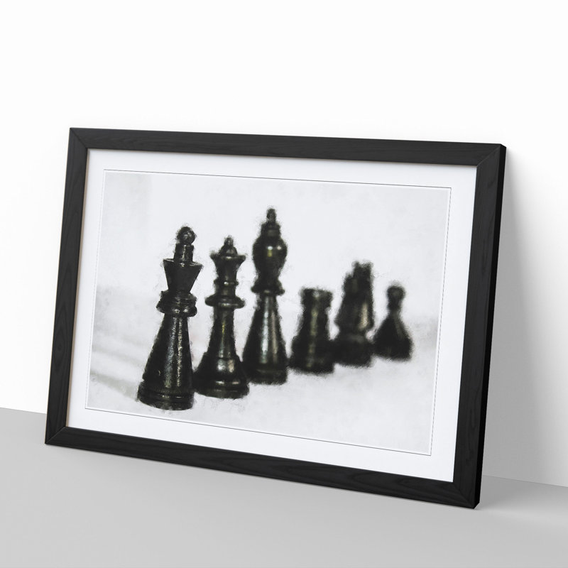 Chess Pieces Vol.1 - Picture Frame Graphic Art, 27cm H x 36cm W x 2cm D, Black Framed