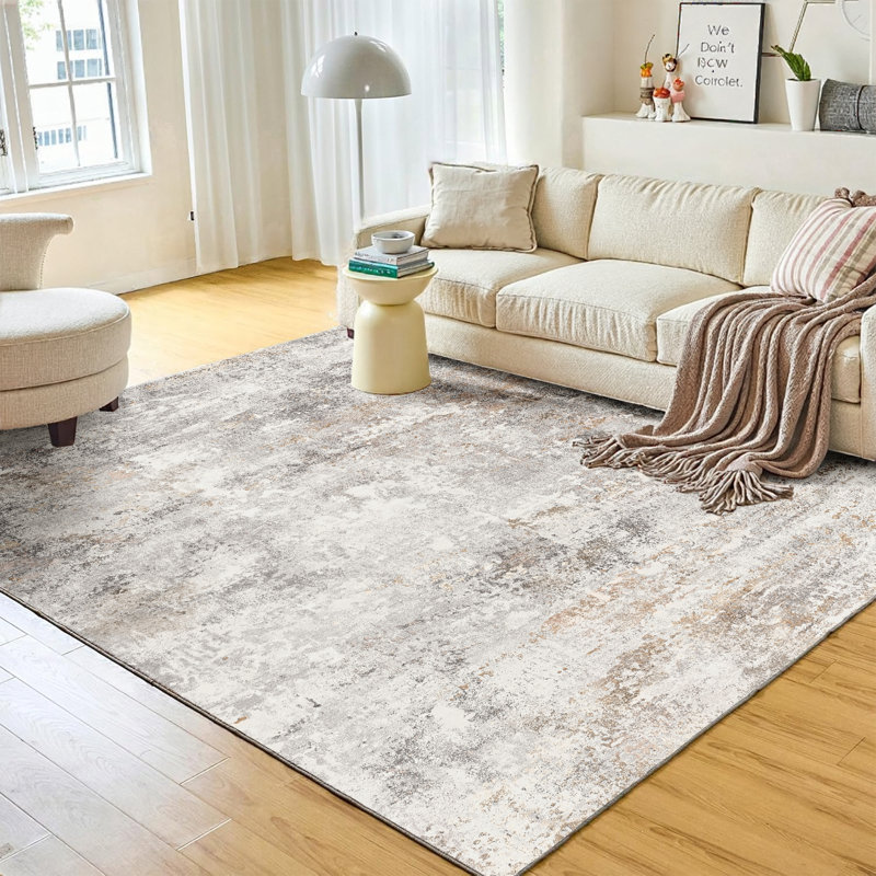 Elroy Contemporary Abstract Area Rug with Machine Washable and Non-Slip Backing, Rectangle 5' x 7'