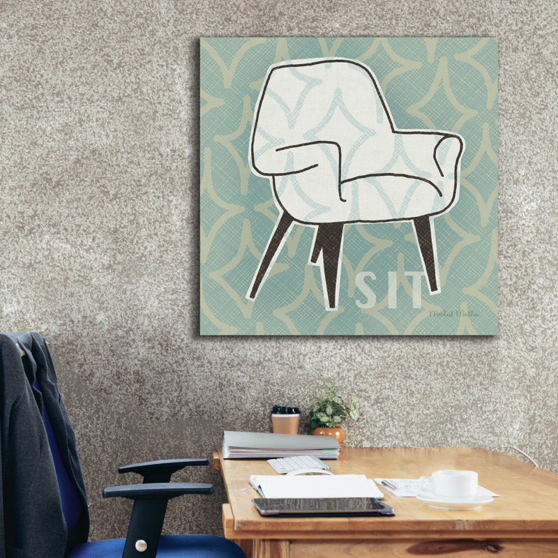 «Retro Chair 1 Sit» par Michael Mullan, art mural sur toile, H 37 po x l 37 po x P 1,5 po