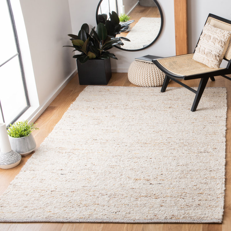 Ardolino Natura Hand Woven Wool/Cotton Rug in Ivory/Light Gray, Rectangle 6' x 9'
