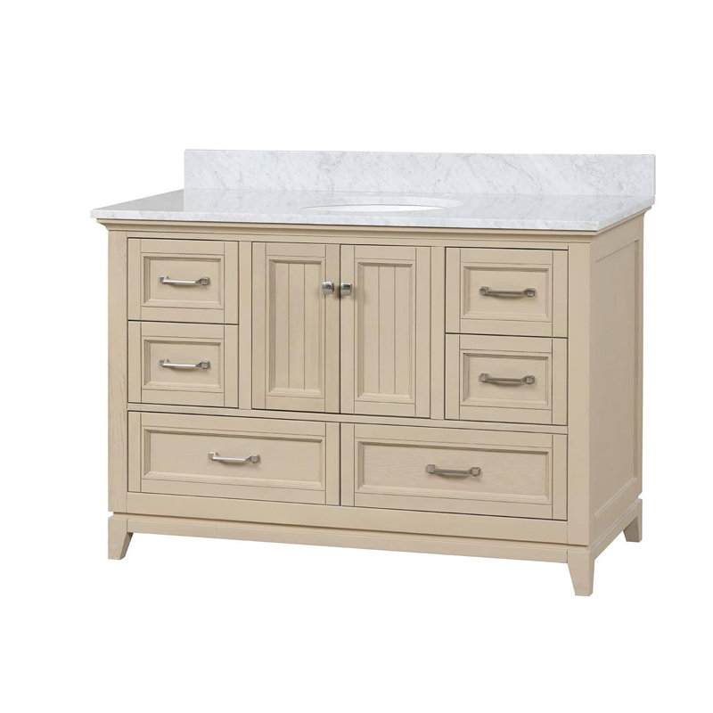 Ensemble de meuble-lavabo simple 48 po Lily, Chêne clair, Blanc