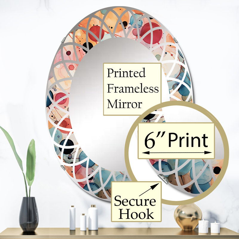Avisa - Miroir mural Mid-Century ovale, 36 po x 24 po