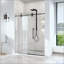 Porte de douche coulissante simple sans cadre - verre trempé transparent, conception à dérivation-126559252