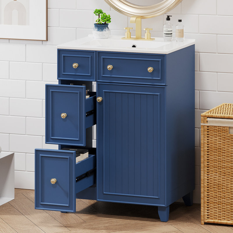 Meuble-lavabo de salle de bain 24 po avec lavabo en céramique