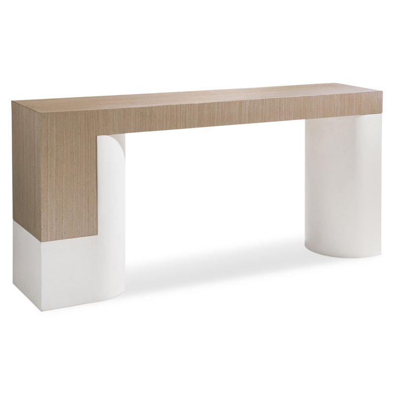 Transitional Modulum 64'' Brown and White Wood-Stone Console Table