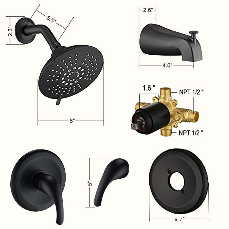 Complete Shower System, Matte Black