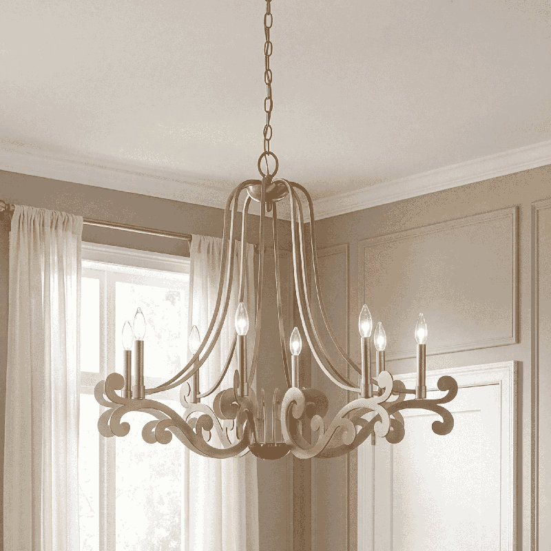 Lustre 5 lumières en laiton noble Lombard, H 24 po x l 27 po x P 27 po, 5 lumières