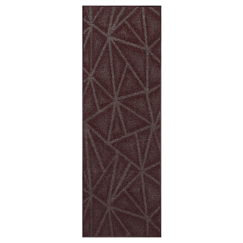 Tapis raffiné à motif raffiné bourgogne, Tapis de couloir 2 pi x 8 pi