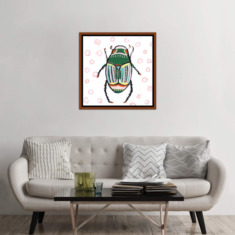 Emerald Beetle par Isabelle Z - reproduction d'art, H 37 po x l 37 po x P 1,5 po, Toile avec cadre brun, Pas de tapis