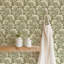 Papier peint botanique Wildflower - Olive Beige