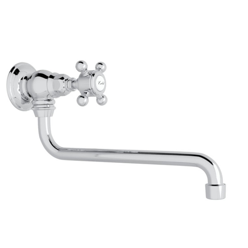 Country Kitchen Pot Filler, Polished Chrome, Cross Handle