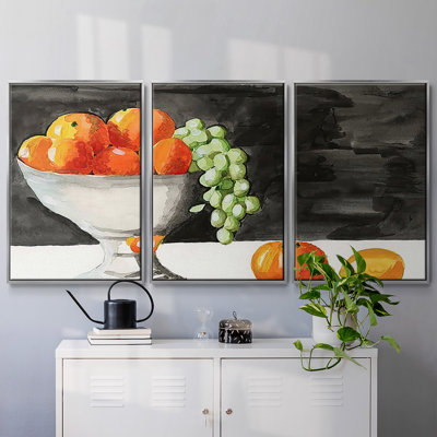 «Watercolor Fruit Bowl II», reproduction sur toile 3 pièces
