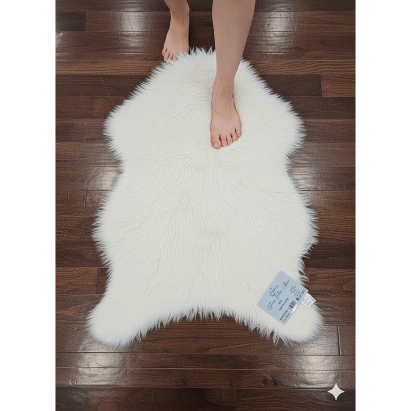Solid Colour Faux Fur 60cm X 90cm Area Rug