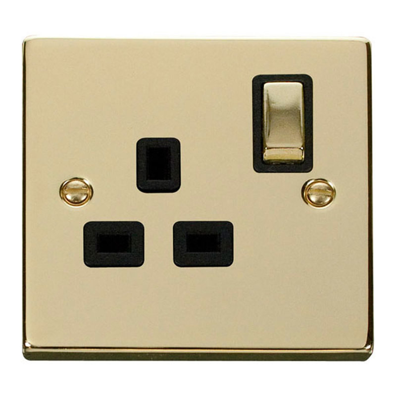 Polished Brass 1 Gang 13A DP Ingot Switched Plug Socket