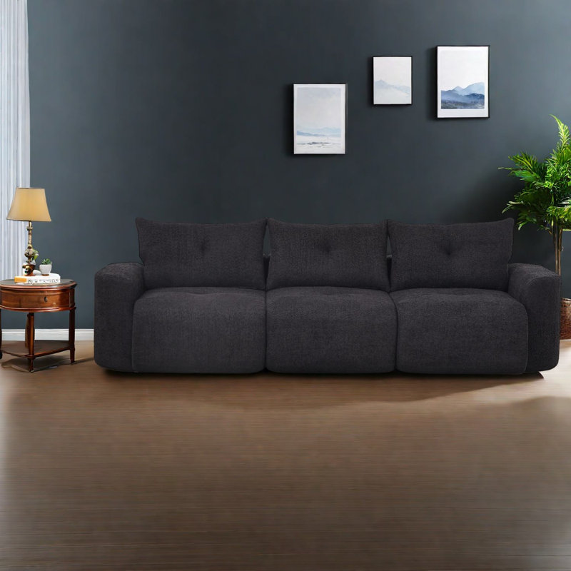 Canapés à compression, canapé moderne en chenille 3 places de 109 pouces pour la maison