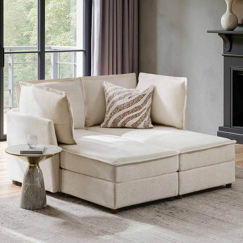  Canapé modulaire surdimensionné de 60 po avec rangement Werts de Werts, Beige