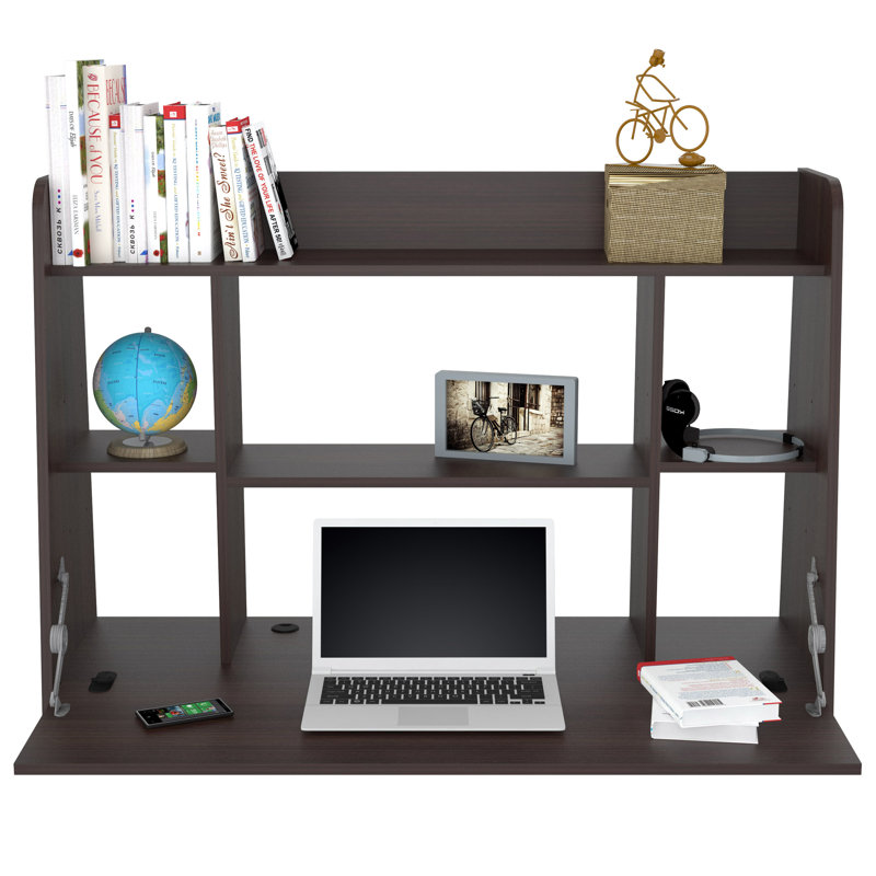 Foldable Floating Desk, Espresso