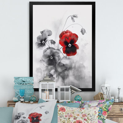 " Red And Gray Minimalism Pansies II "
