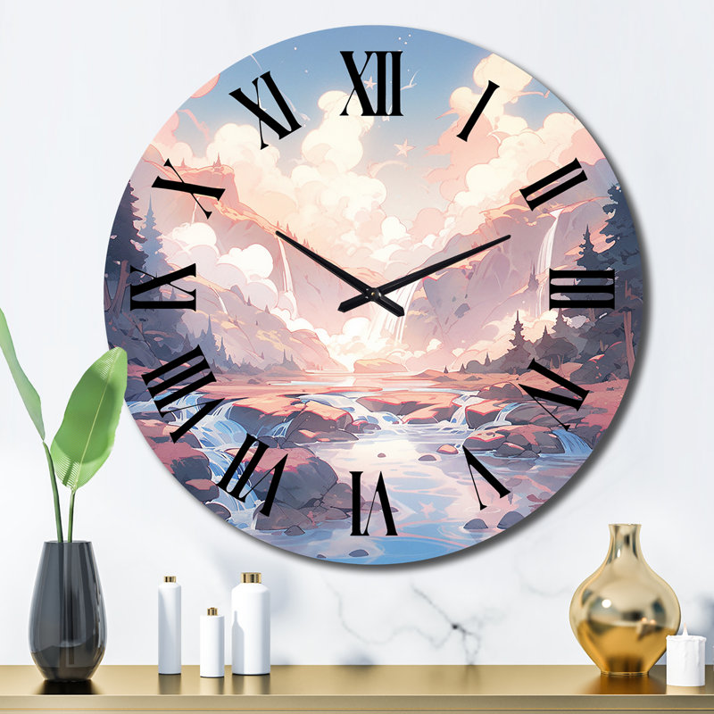Mountain Majesty I Metal Wall Clock, Large