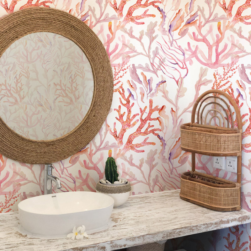 Teardo 16.5' L x 20.5" W Wallpaper Roll, Rose Quartz