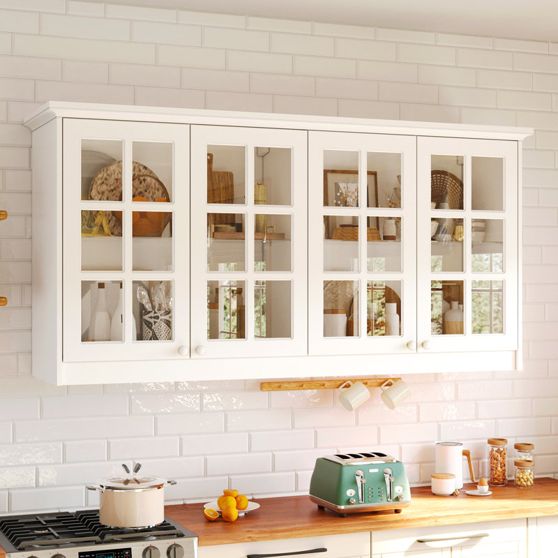 Versatile 4-Door Storage Cabinet With Tempered Glass