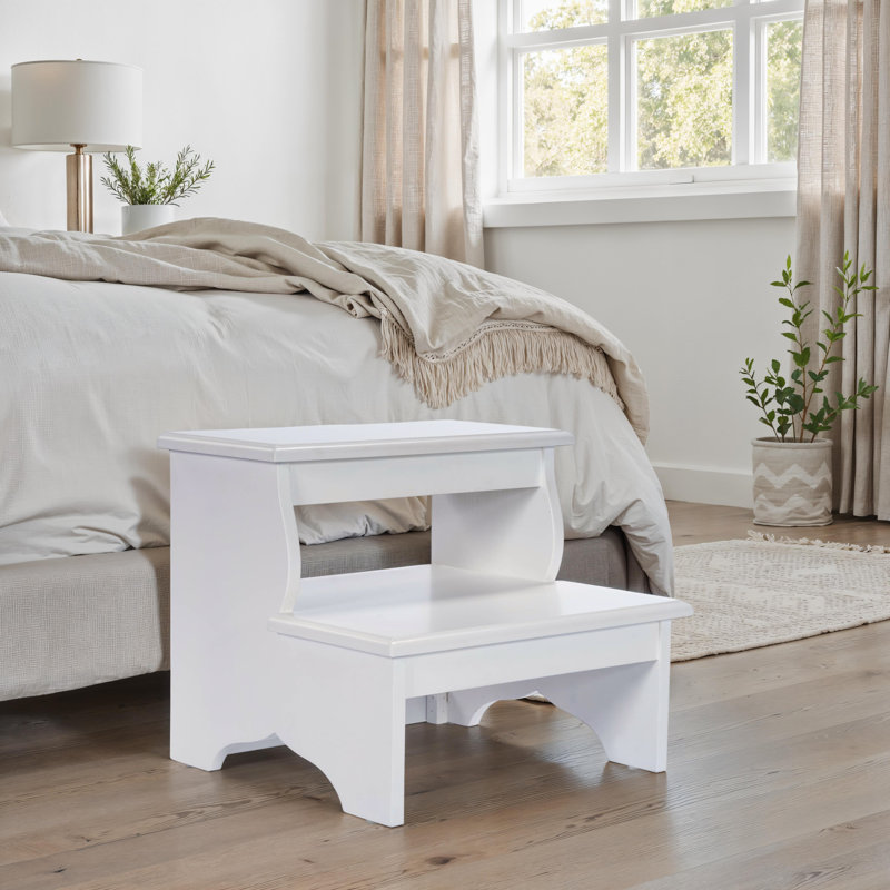 Plantation 2-Step Wood Step Stool, White