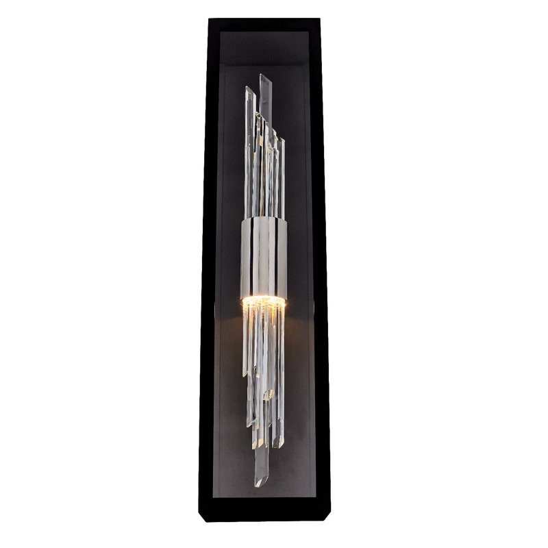 Applique murale d'extérieur Lucca Esterno 1 LT noir mat (Fluorocarbone) / transparent Allegri, H 30 po x l 7 po x P 6,5 po