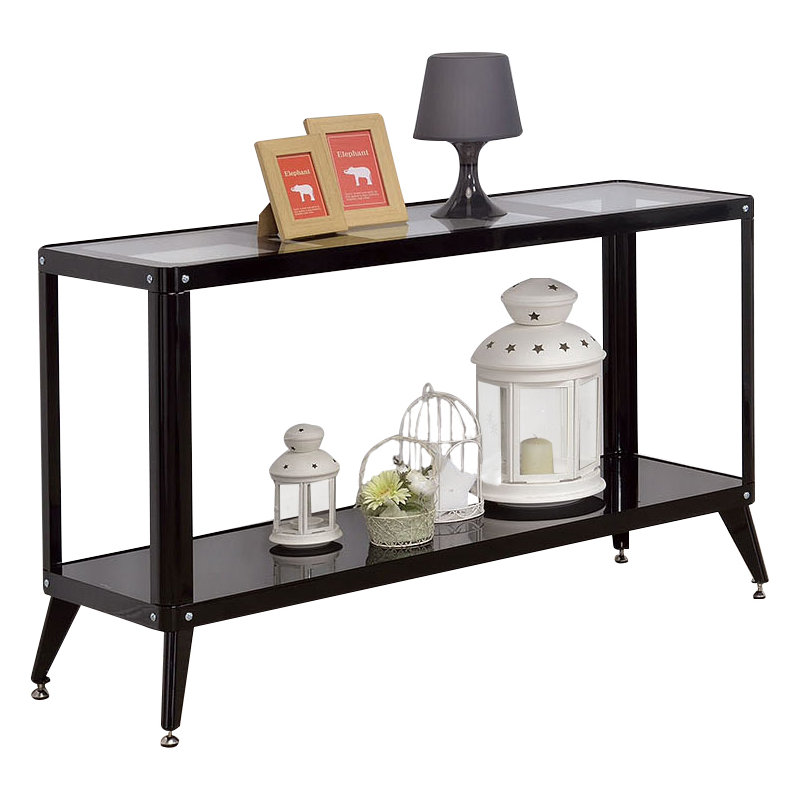 Swartz 48'' Glass Top Console Table, Black